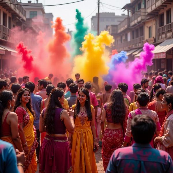 Vibrant Colors at an Indian Festival