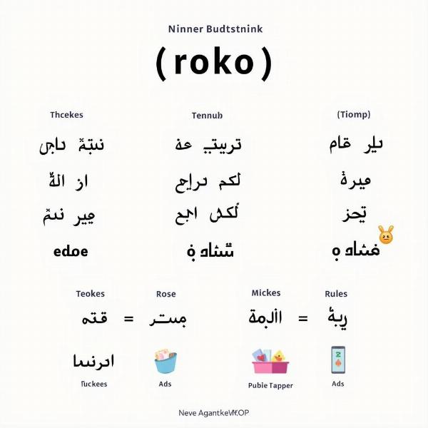 Diagram illustrating the conjugation of "roko" in different tenses and genders