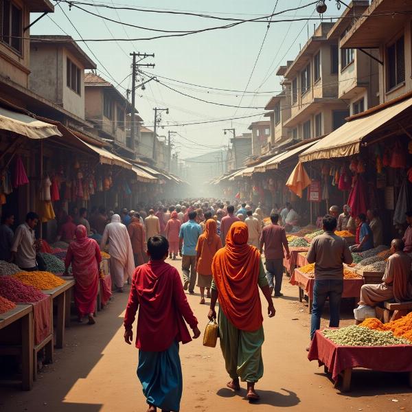 Bustling Indian marketplace