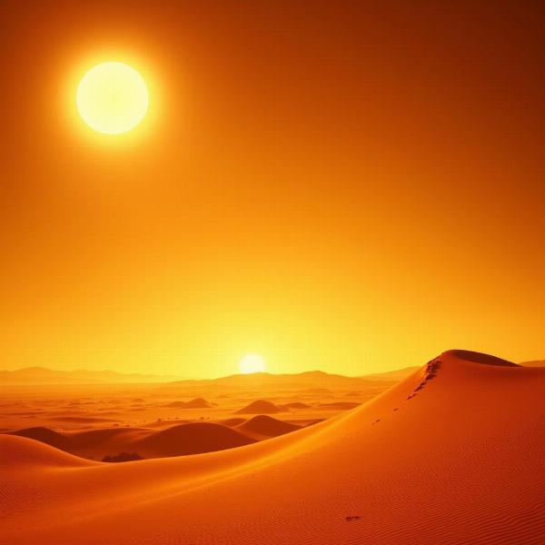 Scorching Sun in a Desert Landscape