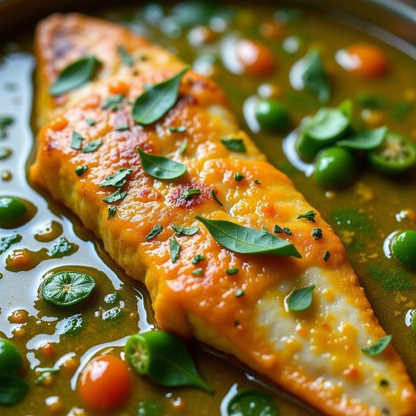 Fish marinating in a South Indian style marinade