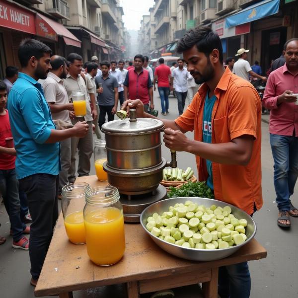 Street Vendor Selling Fresh Juice