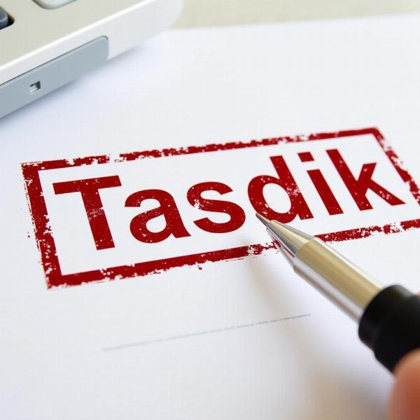 Tasdik on an official document