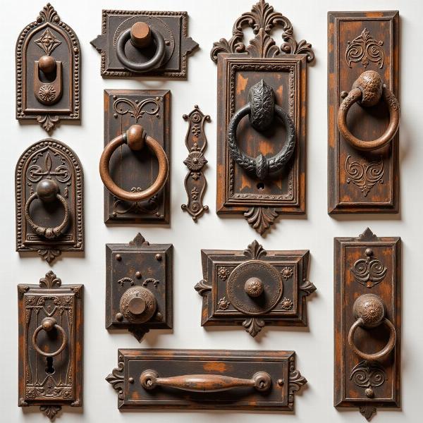 Traditional Indian Doorknobs: Examples of ornate door handles and latches in Indian architecture.