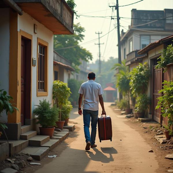 Man Leaving a House