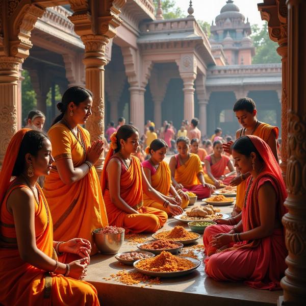 Worshippers Offering Prayers at a Temple